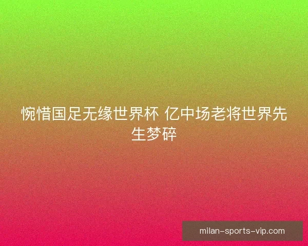 惋惜国足无缘世界杯 亿中场老将世界先生梦碎
