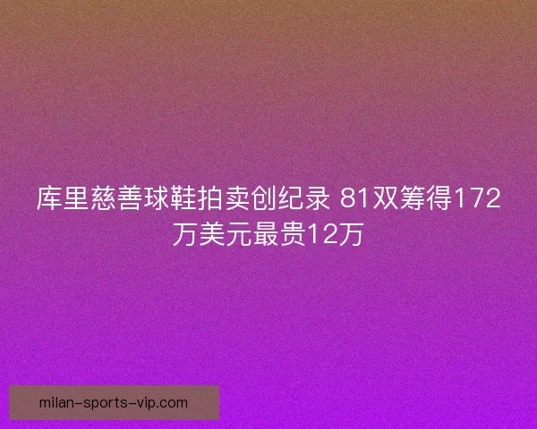 库里慈善球鞋拍卖创纪录 81双筹得172万美元最贵12万
